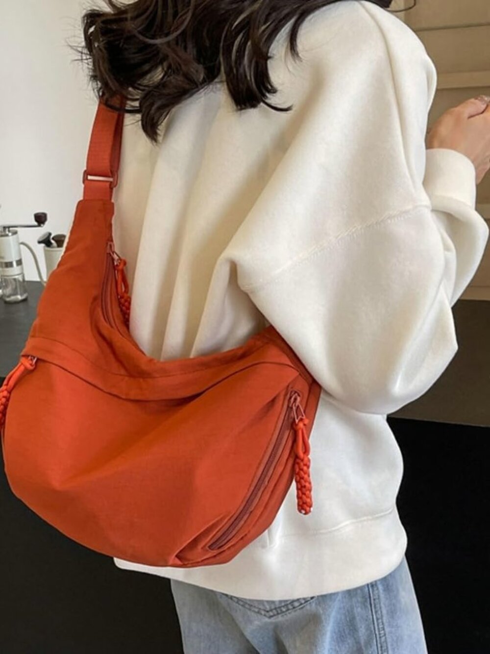 Hobo Bag for Women Men Crescent Shoulder Bag Retro Nylon Canvas Crossbody Bag Sl - Picture 5 of 8